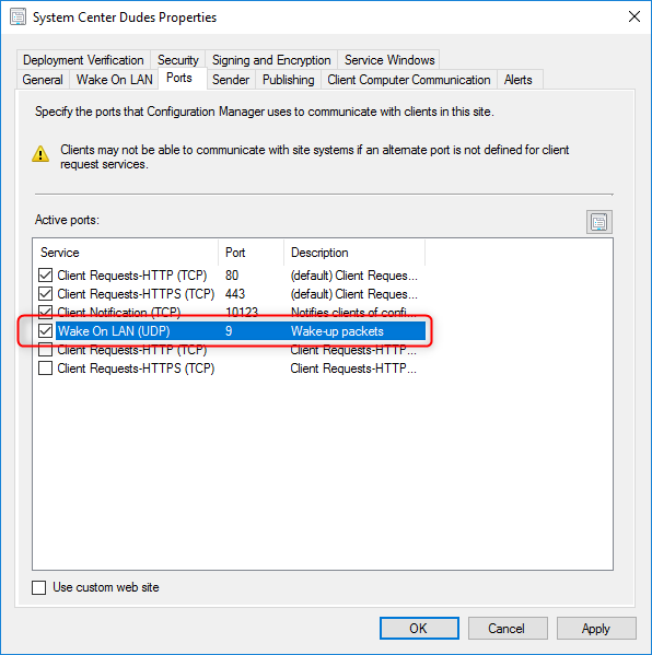 SCCM Wake on Lan Client Notification