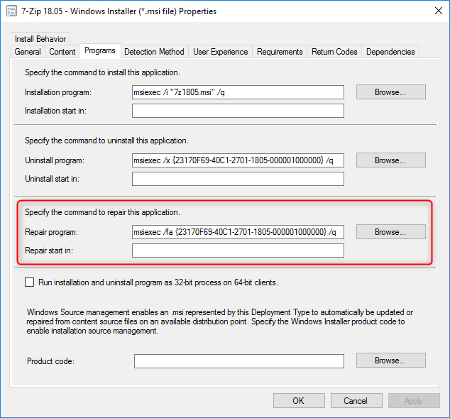 SCCM Repair Application