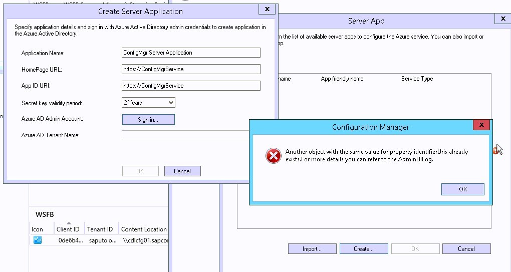 sccm cmg failed login azure