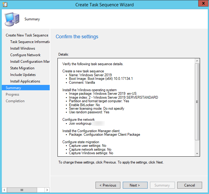 SCCM Windows 2019 Task Sequence