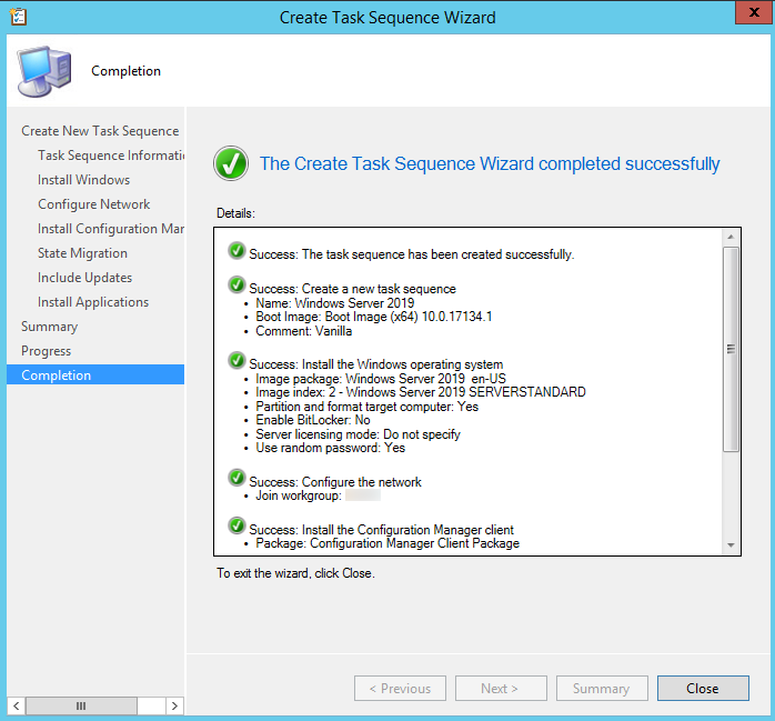 SCCM Windows 2019 Task Sequence