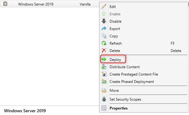 SCCM Windows 2019 Task Sequence