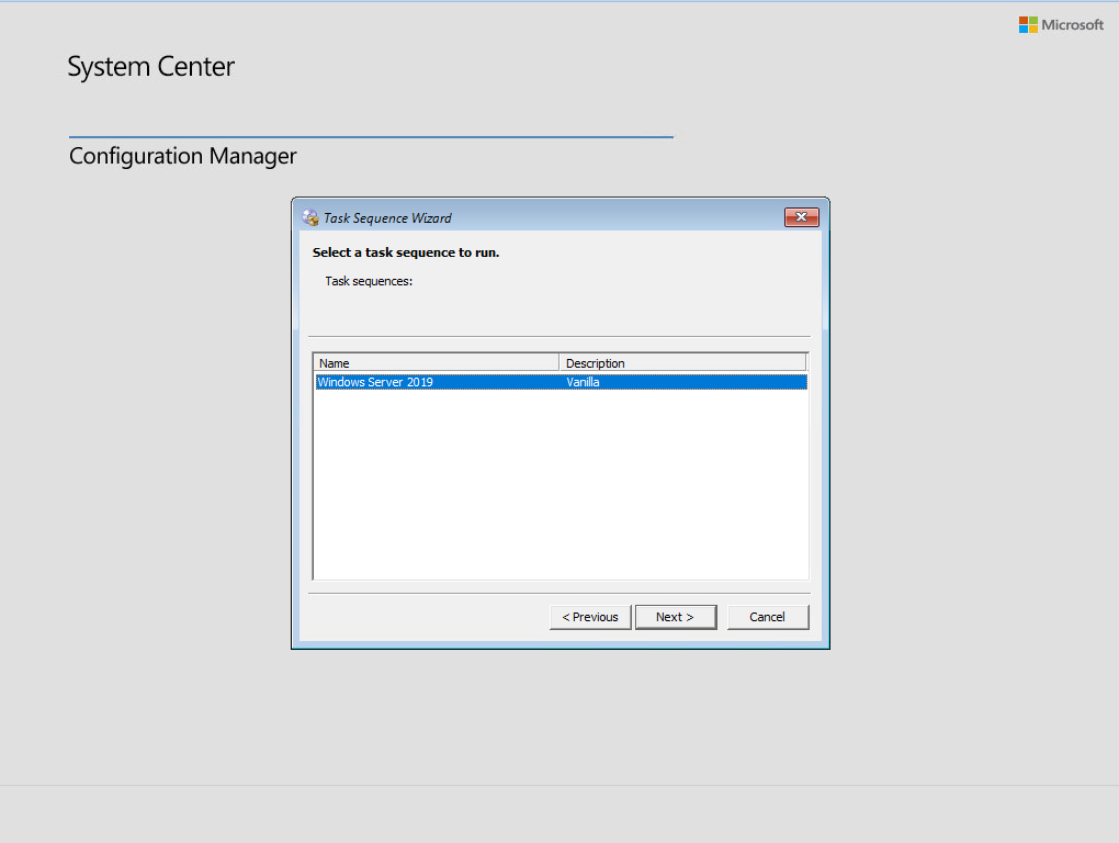 SCCM Windows 2019 Task Sequence