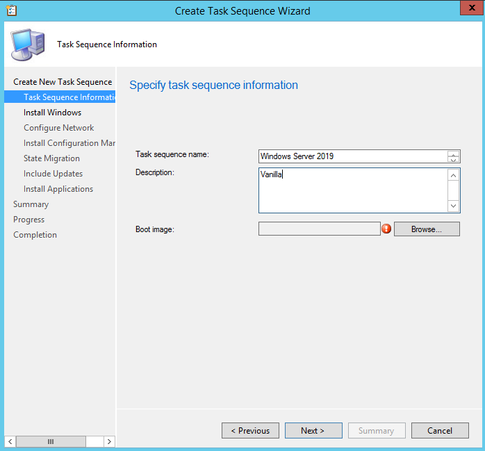 SCCM Windows 2019 Task Sequence