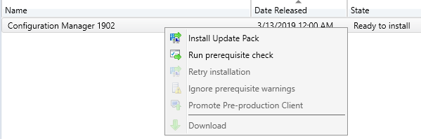 SCCM 1902 Upgrade Guide