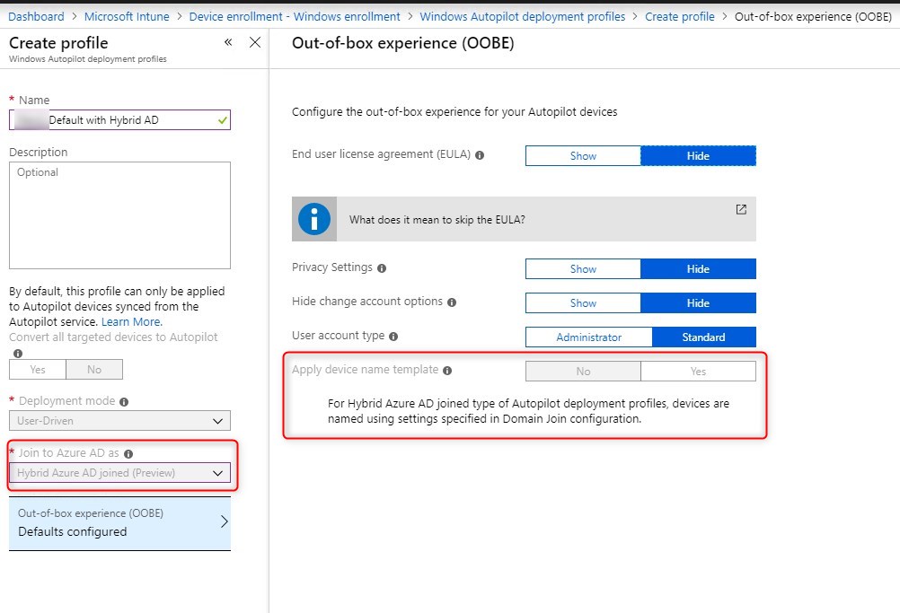 Intune Autopilot Hybrid AD joined