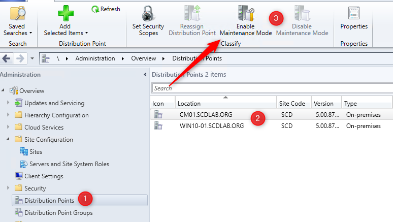 SCCM Distribution Point Maintenance Mode