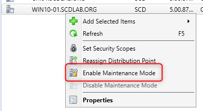 SCCM Distribution Point Maintenance Mode