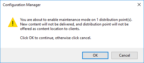 SCCM Distribution Point Maintenance Mode