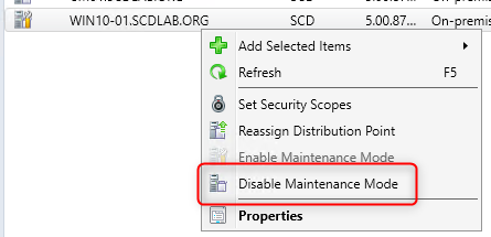 SCCM Distribution Point Maintenance Mode