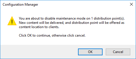 SCCM Distribution Point Maintenance Mode