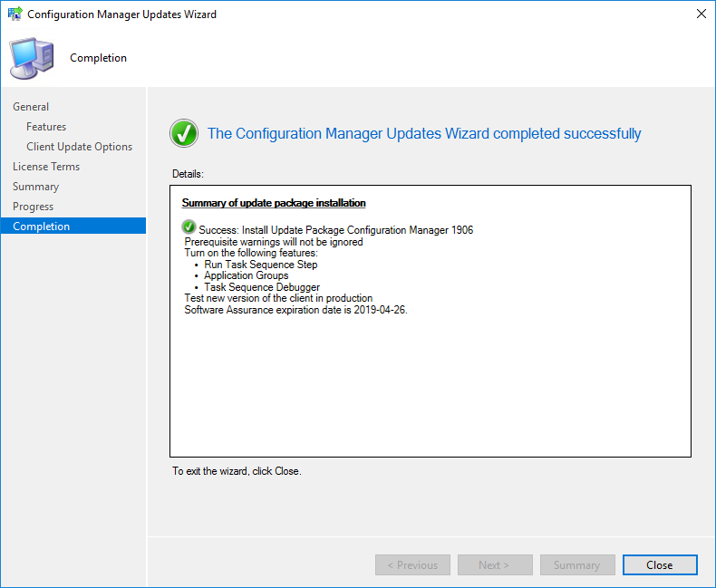 SCCM 1906 Upgrade Guide