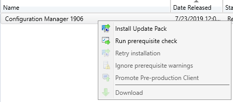 SCCM 1906 Upgrade Guide