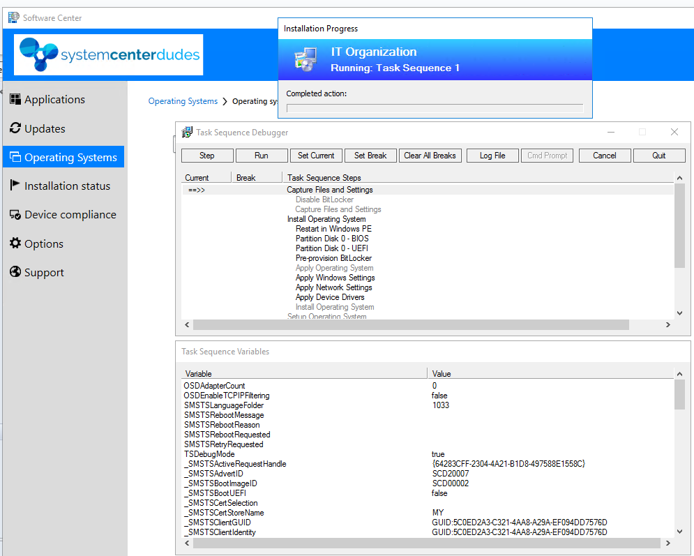 SCCM Task Sequence Debugger