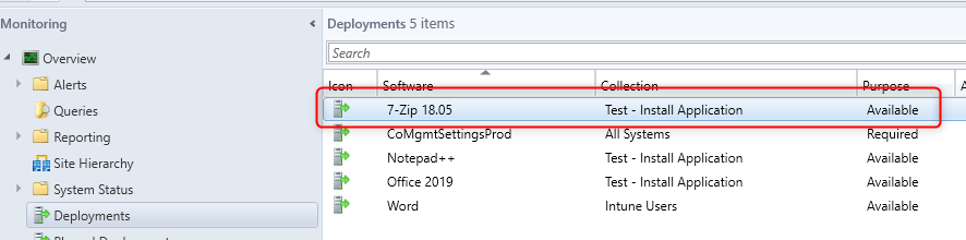 SCCM Install applications device real-time