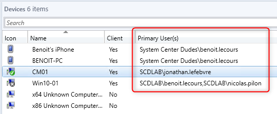 SCCM Primary User Device report