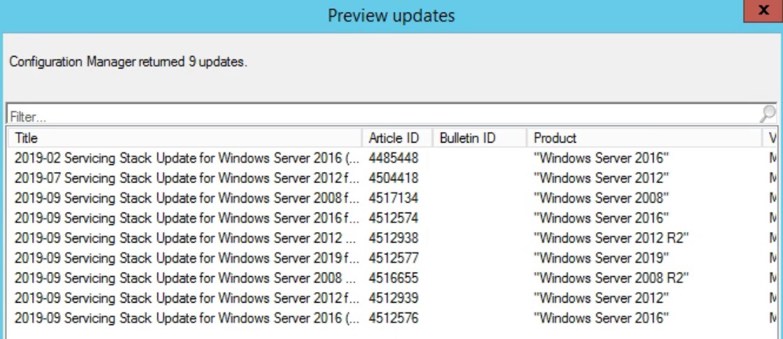 Servicing stack update SCCM