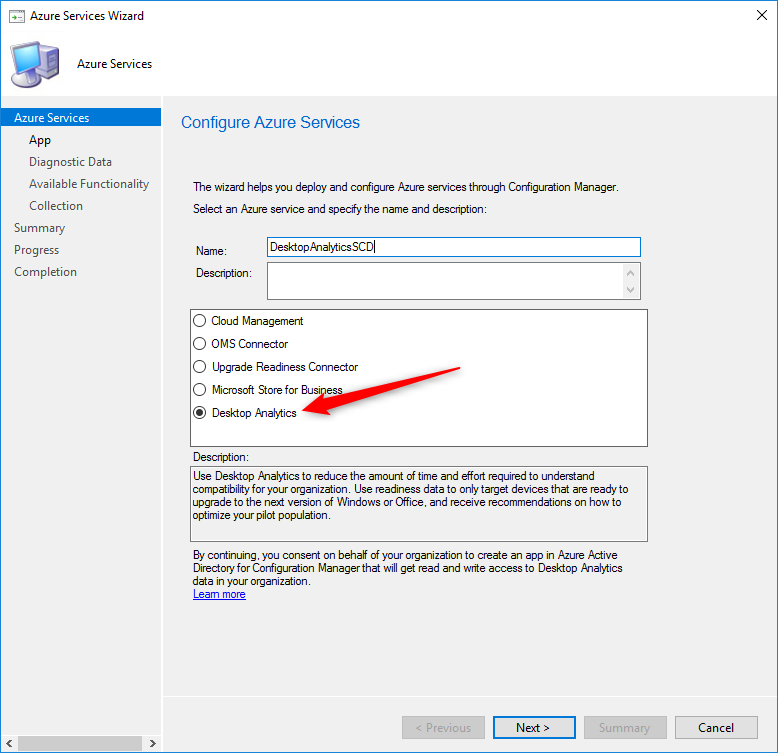 sccm desktop analytics