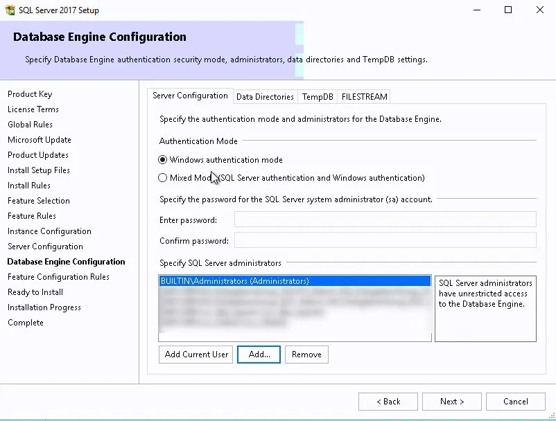 SCCM SQL 2017 Install Guide