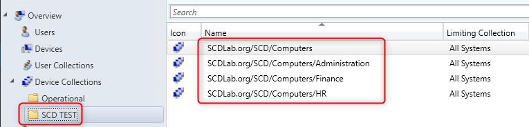 SCCM Collections AD OU