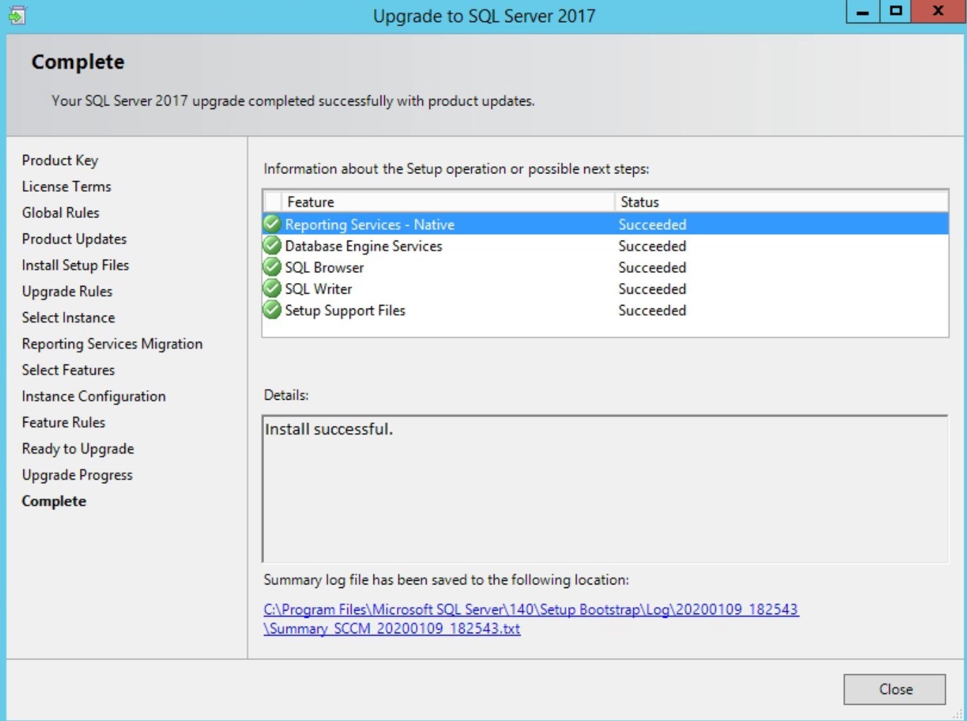 Upgrade SCCM SQL version