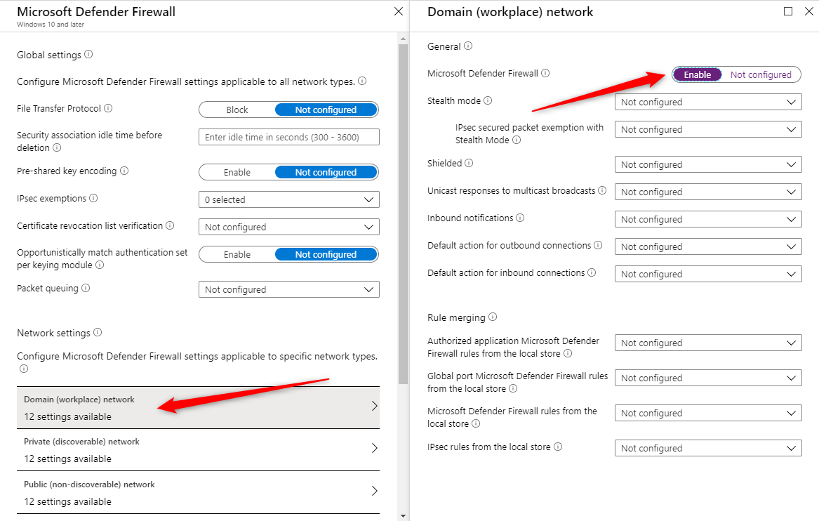 Windows Defender Firewall Intune 