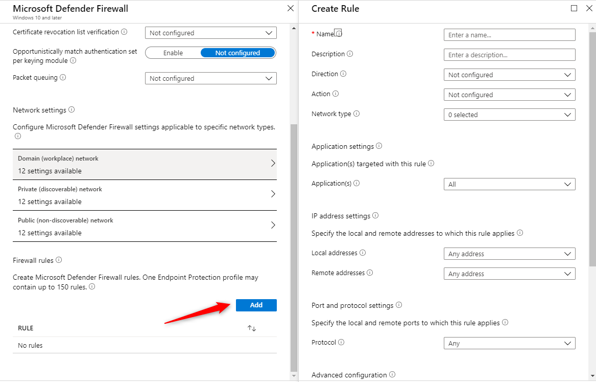 Windows Defender Firewall Intune 