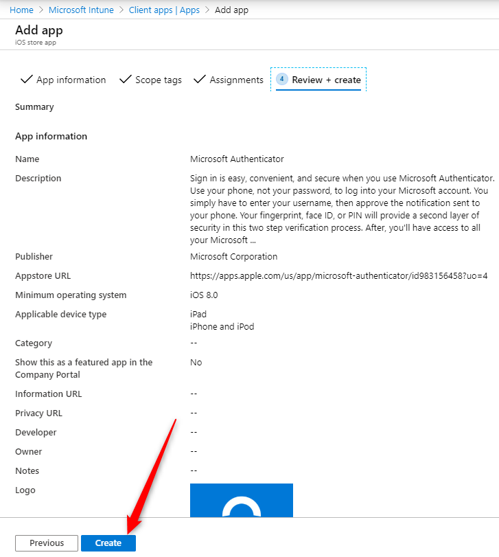 Intune Microsoft Authenticator app