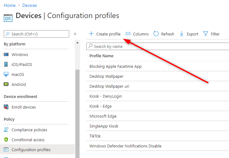 Intune Device Profile User Login Restriction