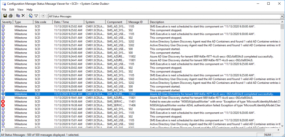 Use SCCM Status Message MessageID to Audit Administrator actions