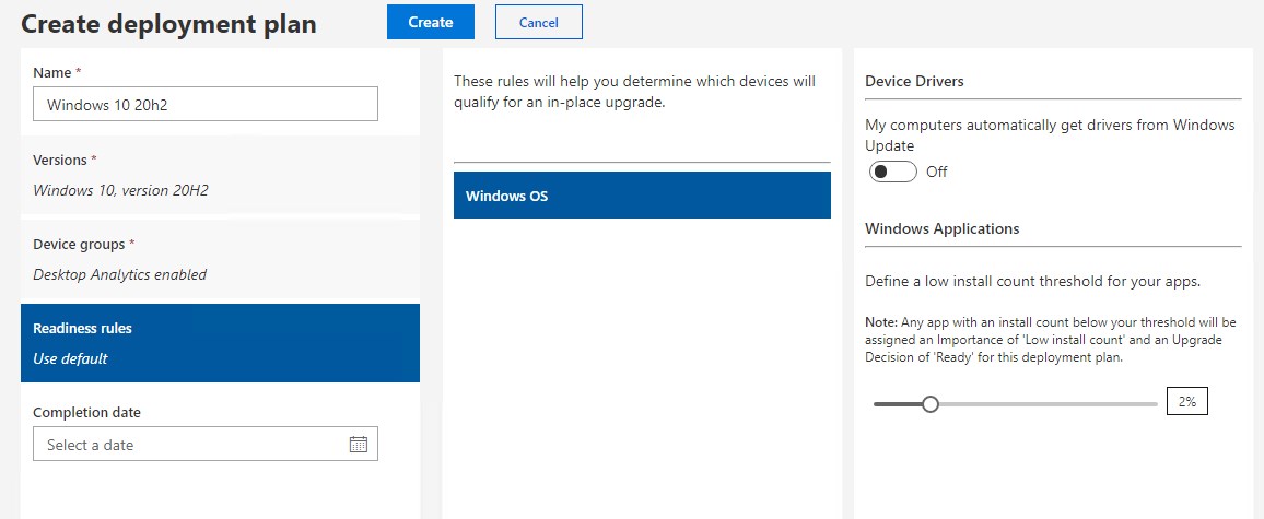 Desktop Analytics Windows 10 Update