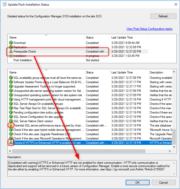 SCCM Enhanced HTTP prerequisite check