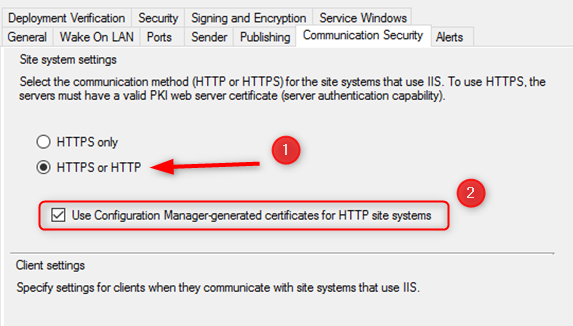 SCCM Enhanced HTTP prerequisite check