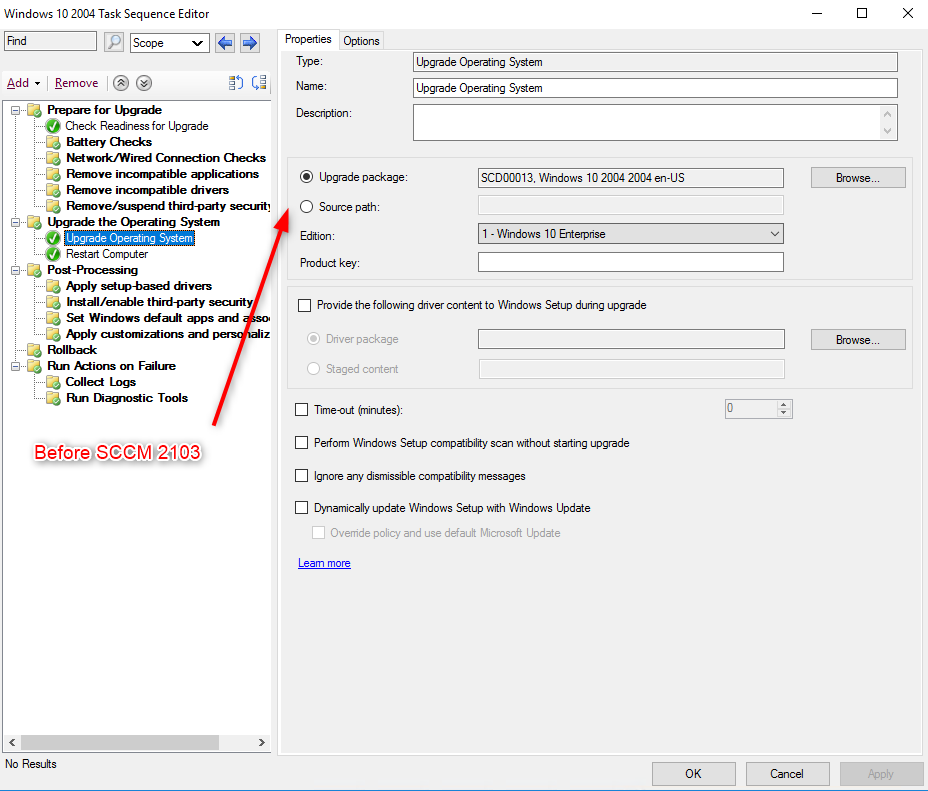 Deploy Win10 Feature Update Using An SCCM Upgrade Task Sequence