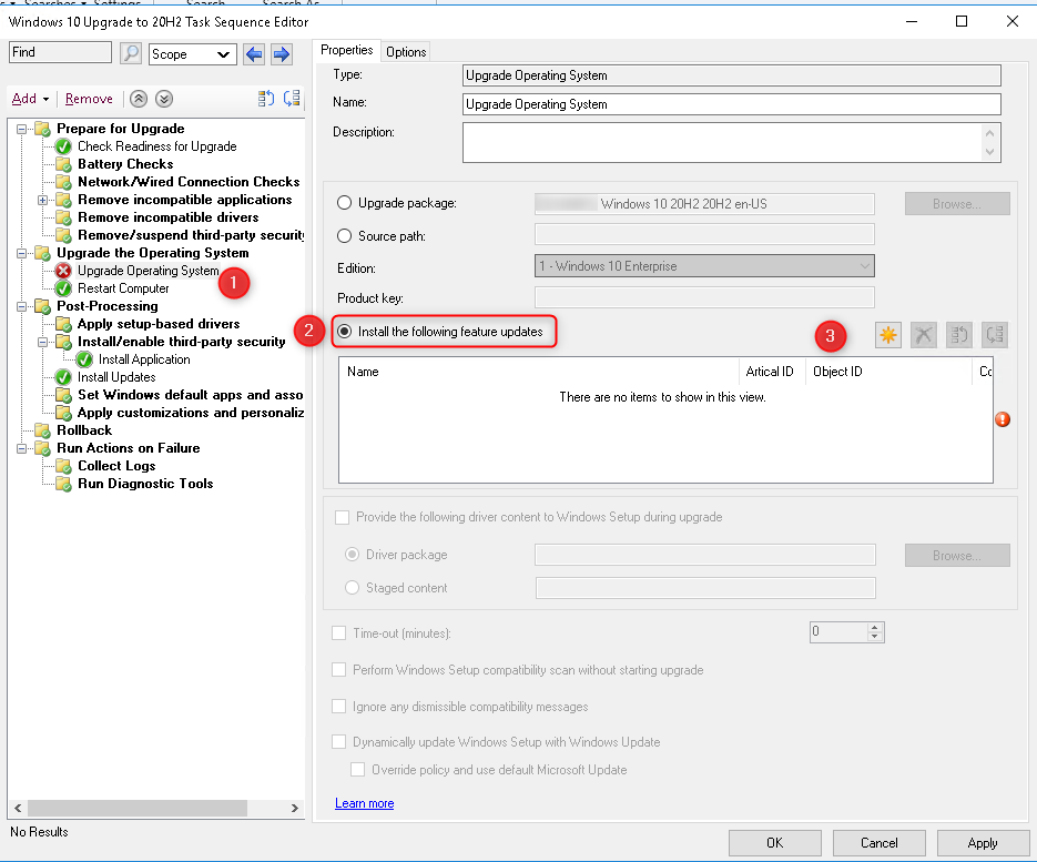 SCCM Feature Update Task Sequence