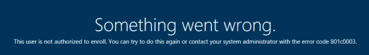 Intune Error 0x801c003