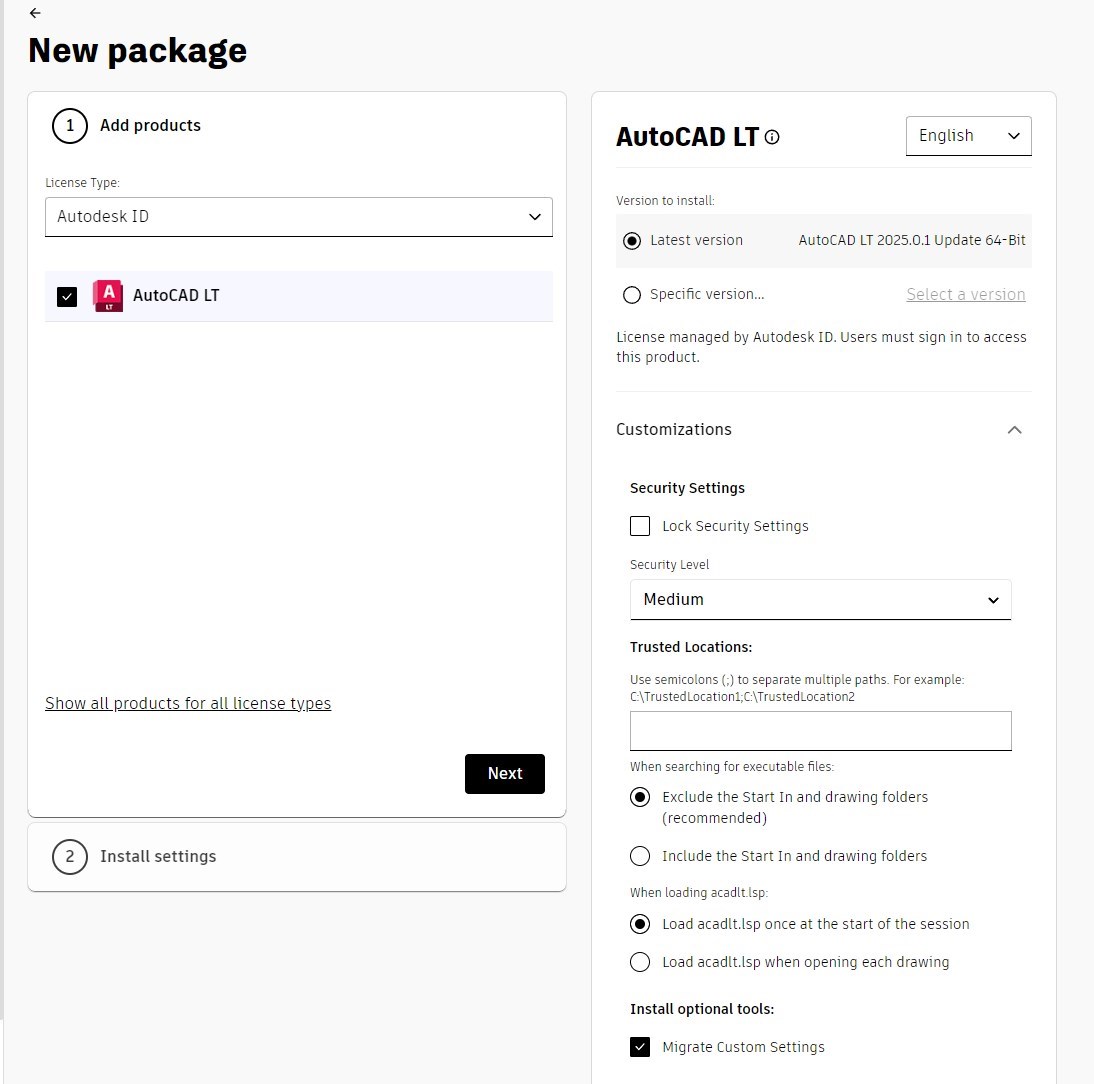 Intune Autocad package